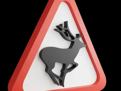 Road sign or Traffic sign 3D icon flat design collection no 1 Low-poly 3D model