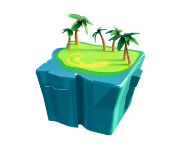 Stylized Low Poly Floating Islands Pack Blender Only Low-poly 3D model