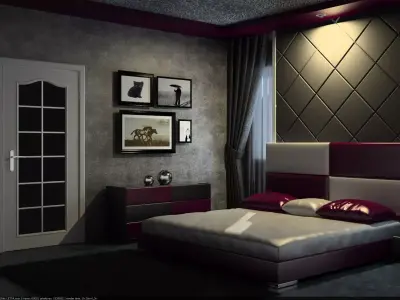LETTA HOTEL BEDROOM FURNITURE SCENE Low-poly 3D model