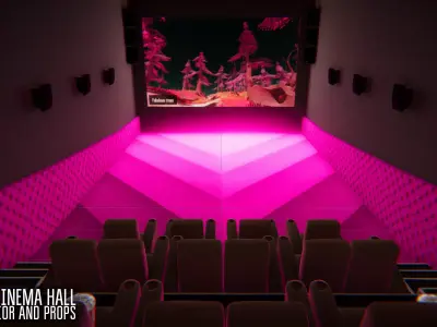 VIP cinema hall - interior and props Low-poly 3D model