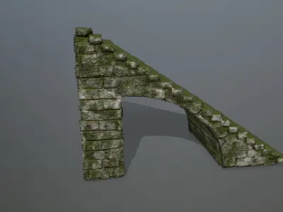 stairs stone wall Low-poly 3D model