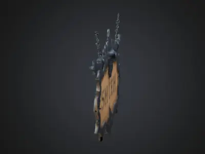 Medieval hanging shop sign 3D model
