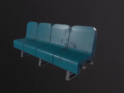 4 Seats 3D Model Low-poly 3D model