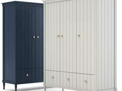 Bourbon Vintage 3 Door Triple Wardrobe  Low-poly 3D model