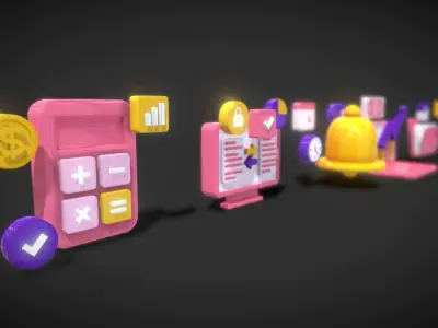 3D Button Collections2 Low-poly 3D model