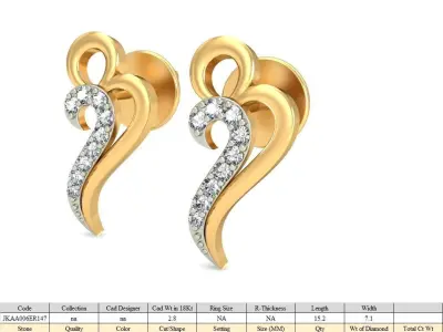 Solitaire Earrings 3Dm STL OBJ FBX Render Details 3D print model