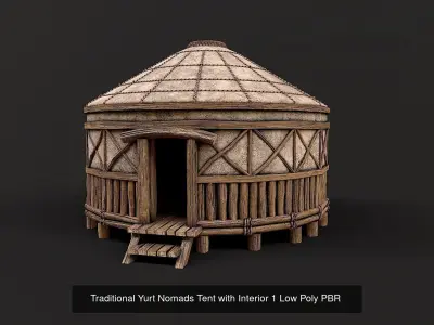 Traditional Yurt Nomads Tent with Interior Collection 3D Model Pack