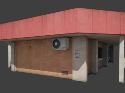 Building City Work Street Low-poly 3D model VR Low-poly 3D model