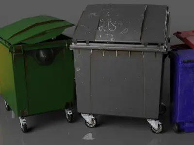 AAA Urban trash dumpsters and bins collection  Low-poly 3D model