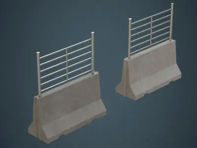 Concrete Barrier 2B Low-poly 3D model