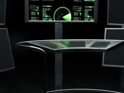Sci-Fi Spaceship Control Center Low-poly 3D model
