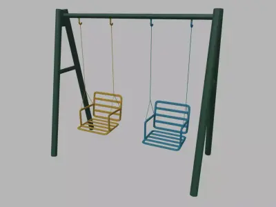 Low Poly Swing set with two chairs Low-poly 3D model