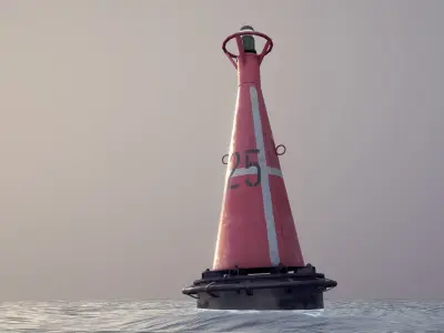 Buoy River RB-6-01 Right Danger Mark Low-poly 3D model