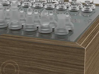 Chess Western International - glass custom wood box - modern Low-poly 3D model