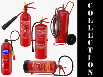 5 Fire Extinguishers Collection 3D model