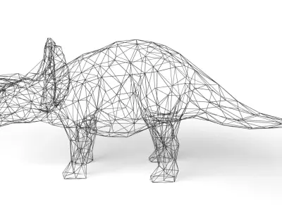 Triceratops Wireframe Low-poly 3D model
