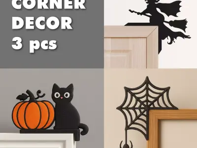 Halloween Door Corner Decor Set  3 pcs 3D print model