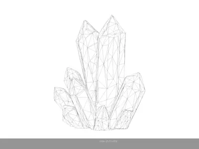 Low Poly Stylized Magical Purple Crystal Cluster Low-poly 3D model