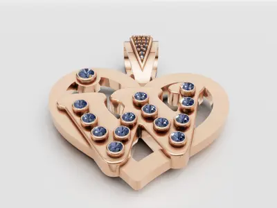 W HEART PENDANT 3D print model