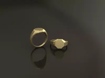 Signet Octagon Ring Band Mix Size 5 6 7 8 9 10 3D print model