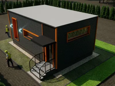 a container style building 3D model