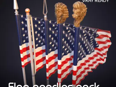 Flag Needles Pack Free low-poly 3D model