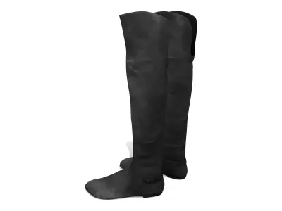 Ladies Over Knee Flat Boots Low-poly 3D model
