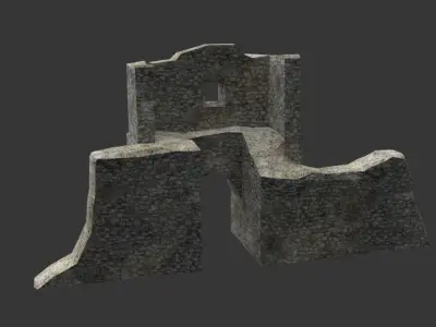 Gatehouse stone building Low-poly 3D model
