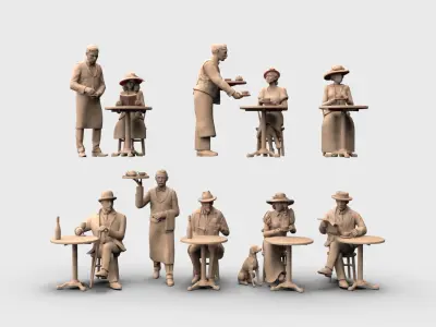 Waiters and Clients 3D print model