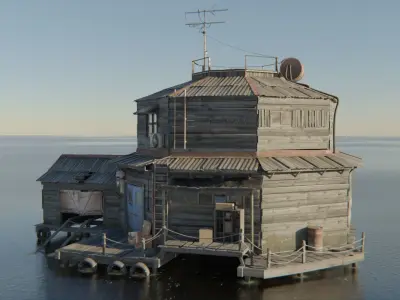 Wooden smugglers house Low-poly 3D model