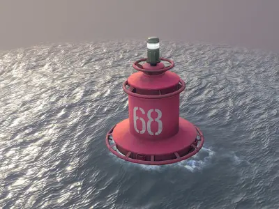 Buoy River RB-4-02 Right Side Mark Low-poly 3D model