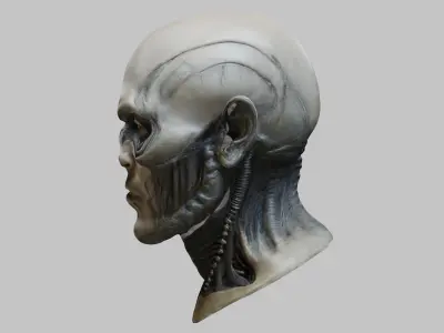 Fantasy Giger Alien Man head bust Low-poly 3D model