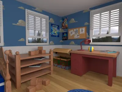 3D Cartoon bedroom environment from Toy Story 3D model Low-poly 3D model