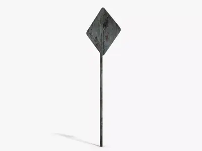 Damaged Cattle Warning Sign Low-poly 3D model