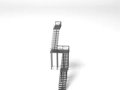 Simple metallic stairs 3D model