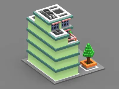 House Voxel - 18 Low-poly 3D model