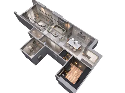 reception flat design 3D model