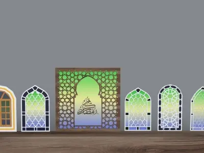 Mosque window with motif   Autocad and 3Dmax Low-poly 3D model