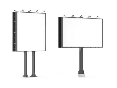 Advertising Street Billboard 2 Type - rectangular square banner 3D model