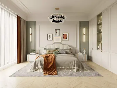 American style retro bedroom 3D model 3D model