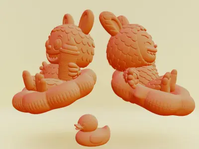 Labubu Beach Set Characters QUQU SISI Pop Mart Printable 3D print model