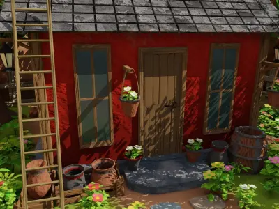 Red House Scene 3D model