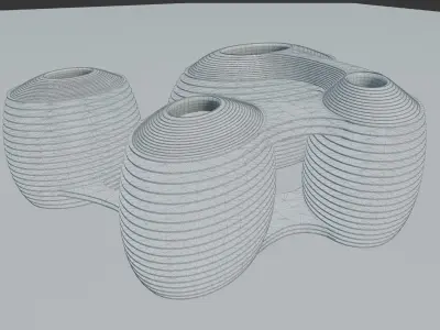 Galaxy Soho Building by Zaha Hadid Low-poly 3D model