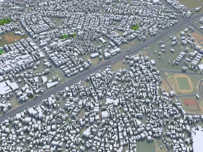 Bhubaneswar Odisha India 20km Low-poly 3D model