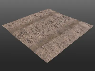 Low-Poly and High-Poly Dirt Roads Low-poly 3D model