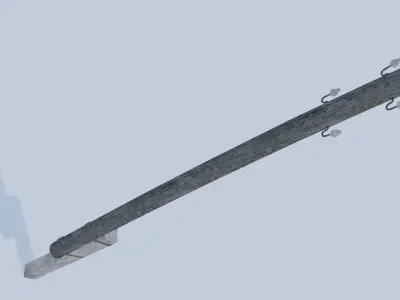 Old Wooden Electric Pillar Low-poly 3D model