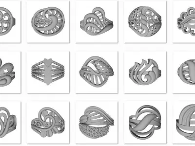 48 Ladies Light Weight Rings Bundle 3D print model