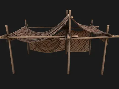 Big Ancient Market Stall Low-poly 3D model
