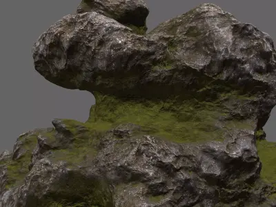 mossy rock 1 Low-poly 3D model
