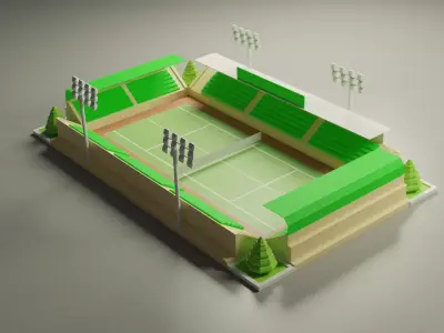 Low Poly Tennis Court Free low-poly 3D model